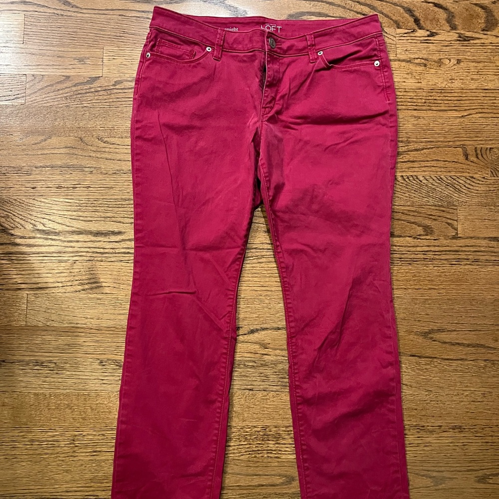 Loft 12P pink pants curvy straight